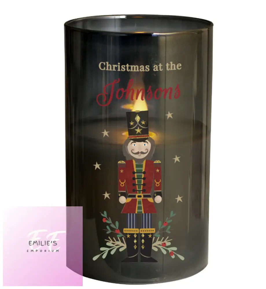 Personalised Christmas Nutcracker Smoked Led Candle