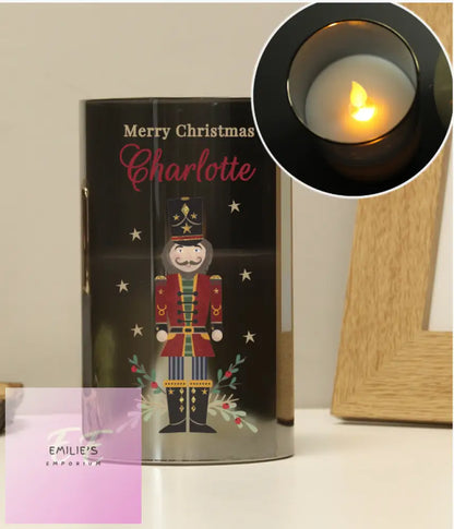 Personalised Christmas Nutcracker Smoked Led Candle