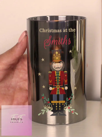 Personalised Christmas Nutcracker Smoked Led Candle