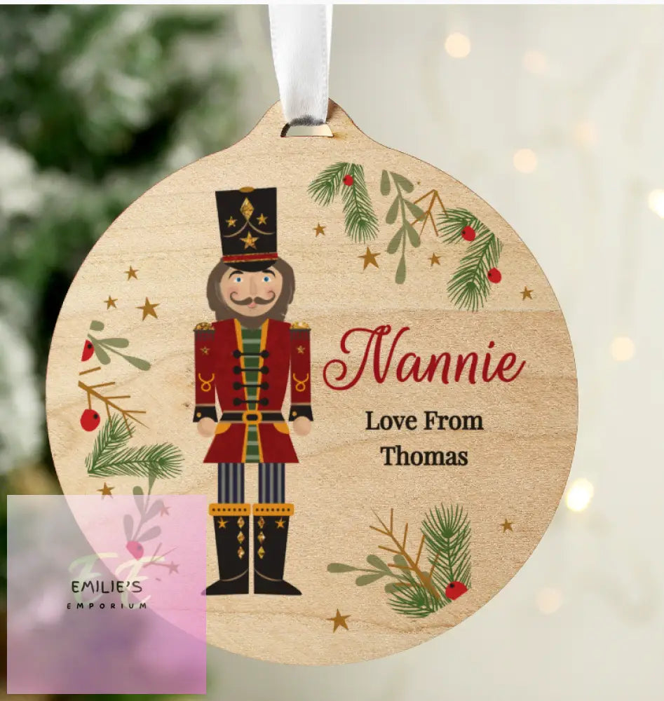 Personalised Christmas Nutcracker Wooden Bauble