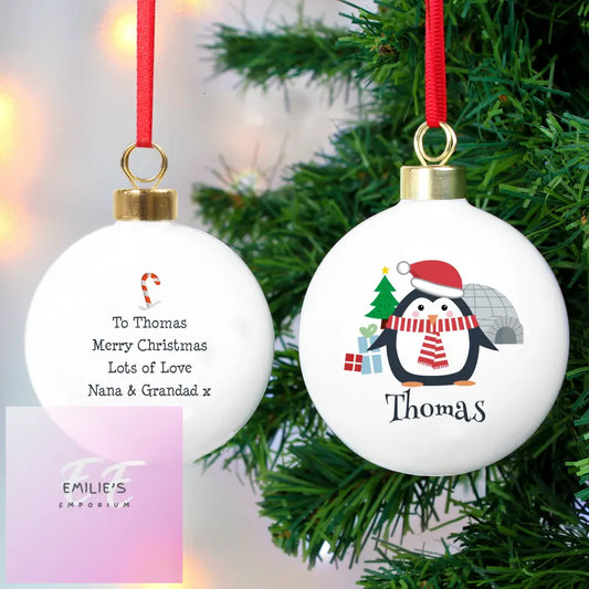 Personalised Christmas Penguin Bauble