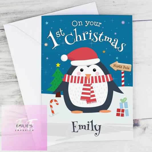 Personalised Christmas Penguin Card