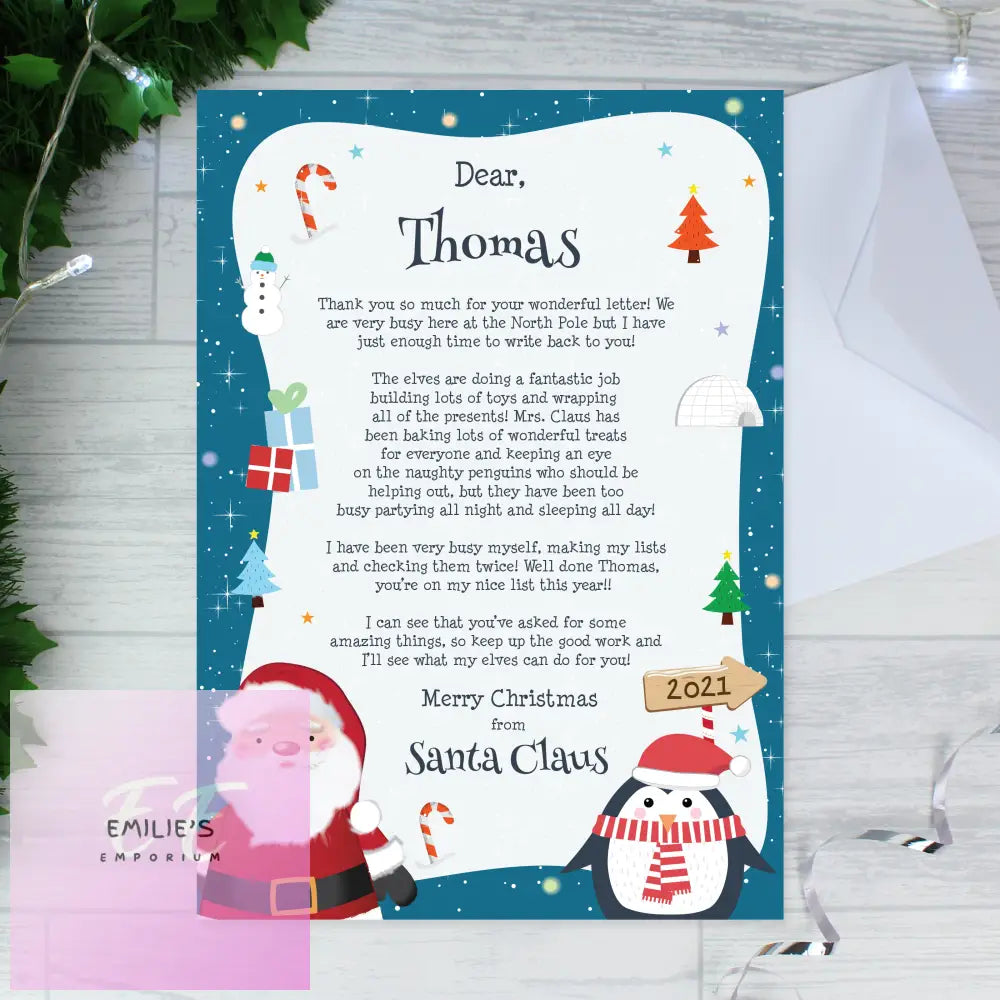 Personalised Christmas Penguin Letter