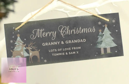 Personalised Christmas Reindeer Hanging Slate Plaque