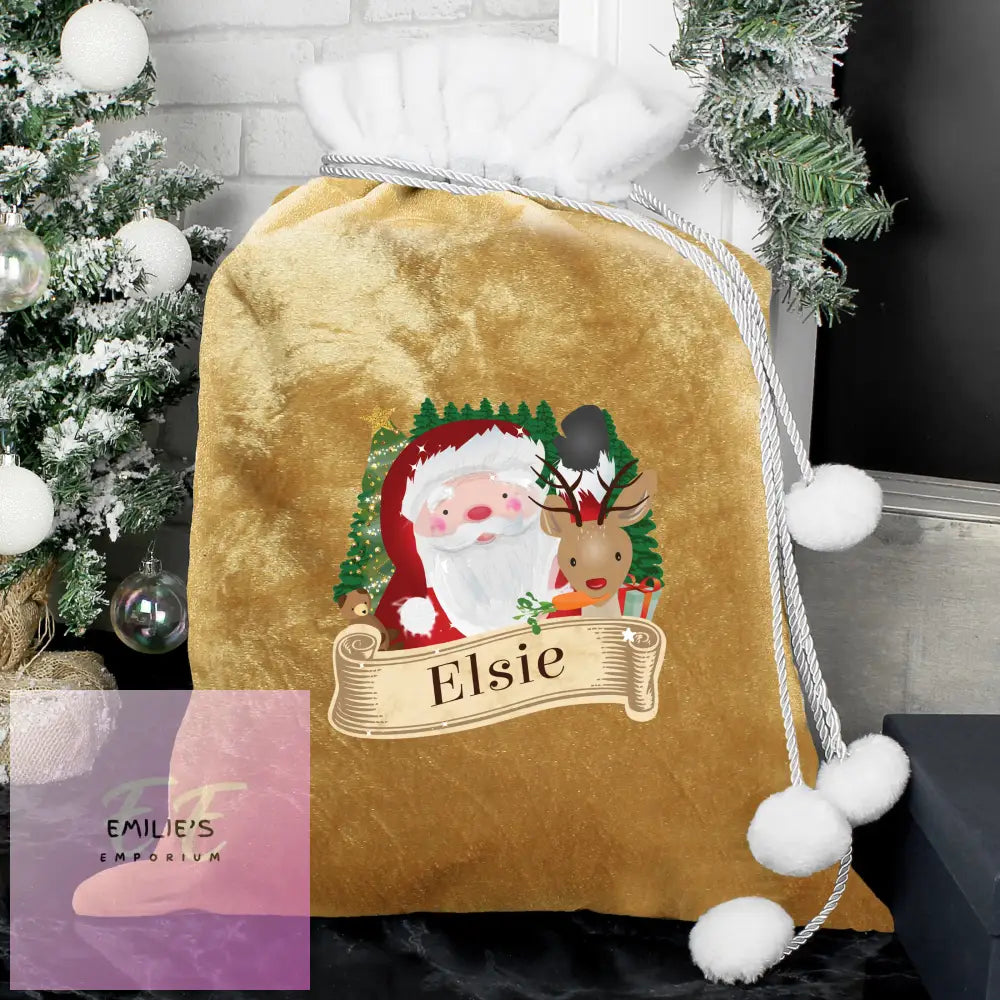 Personalised Christmas Santa Gold Sack