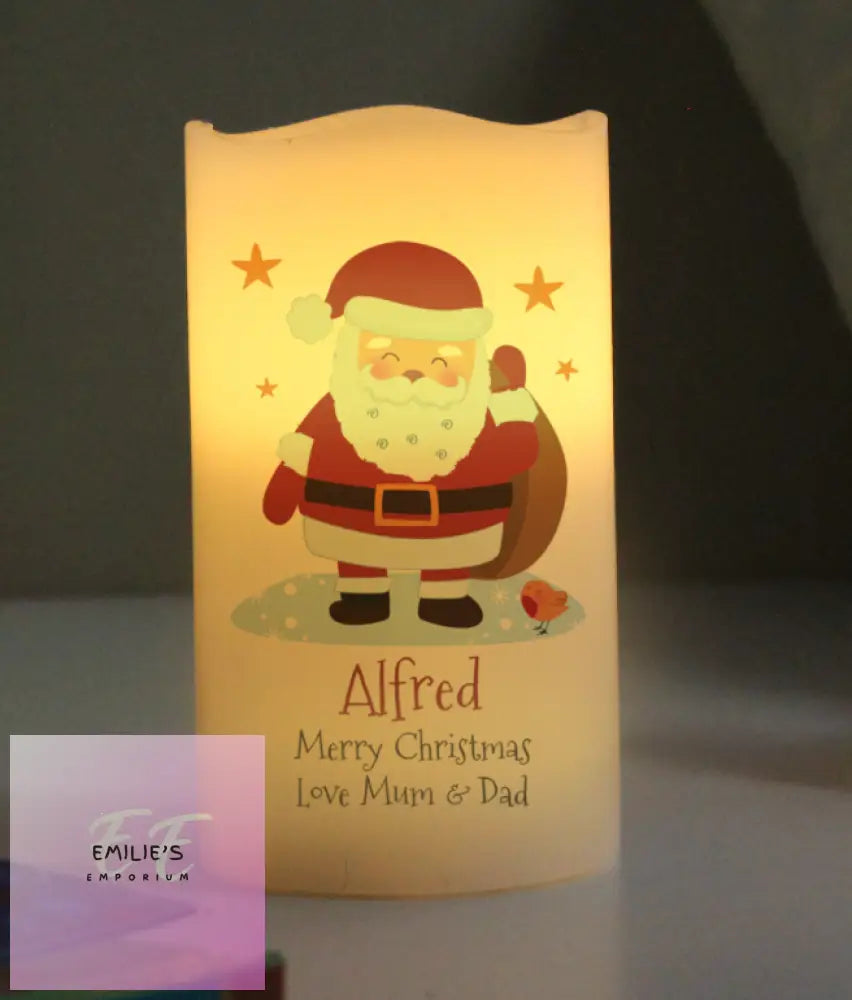 Personalised Christmas Santa Led Candle