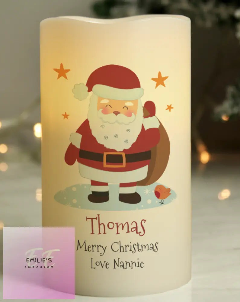 Personalised Christmas Santa Led Candle