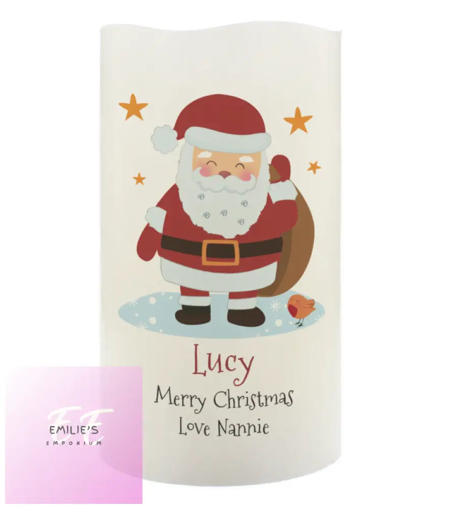 Personalised Christmas Santa Led Candle