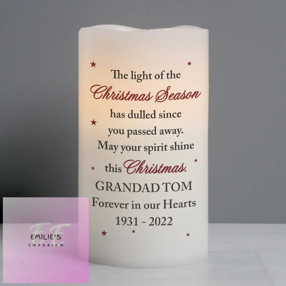 Personalised Christmas Season Memorial Led Candle