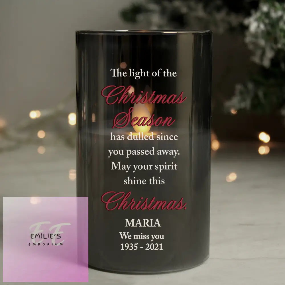 Personalised Christmas Season Memorial Smoked Led Candle