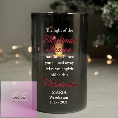 Personalised Christmas Season Memorial Smoked Led Candle