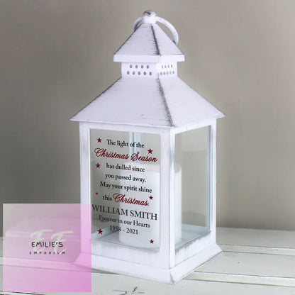 Personalised Christmas Season Memorial White Lantern