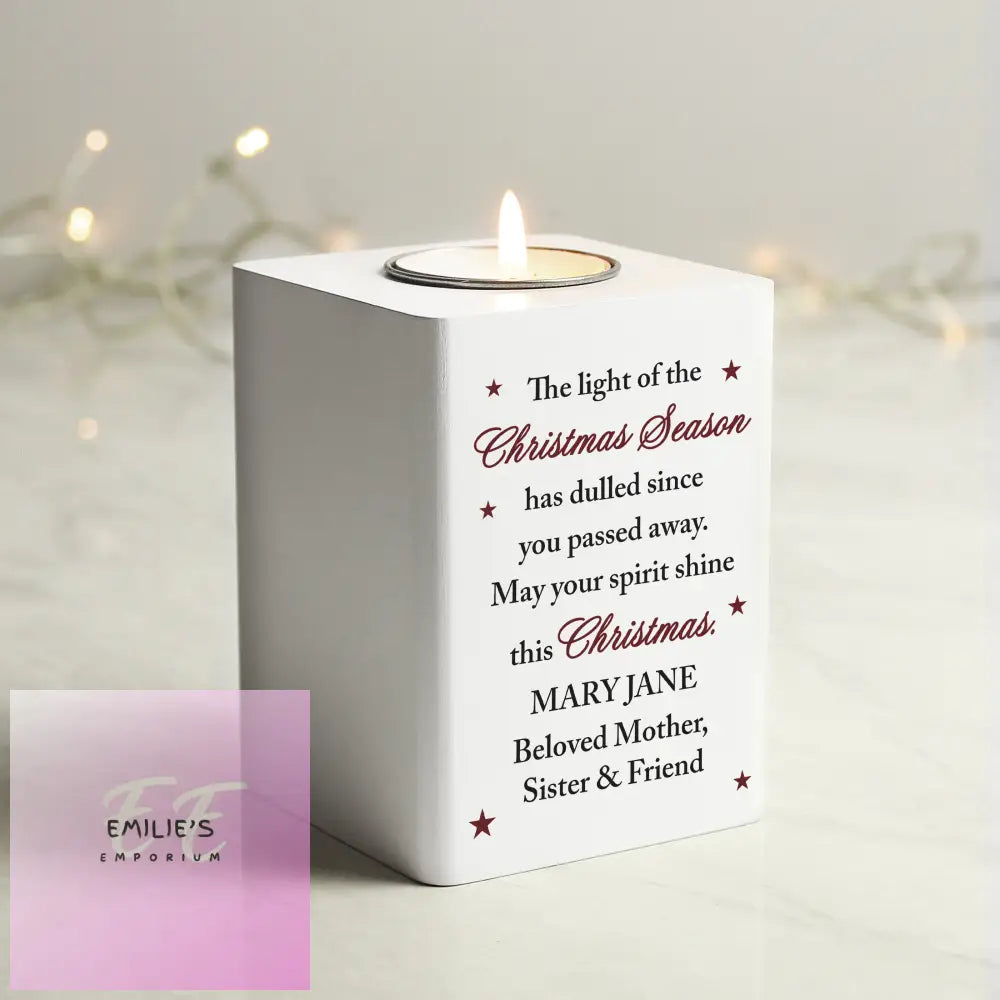 Personalised Christmas Season Memorial Wooden Tealight Holder