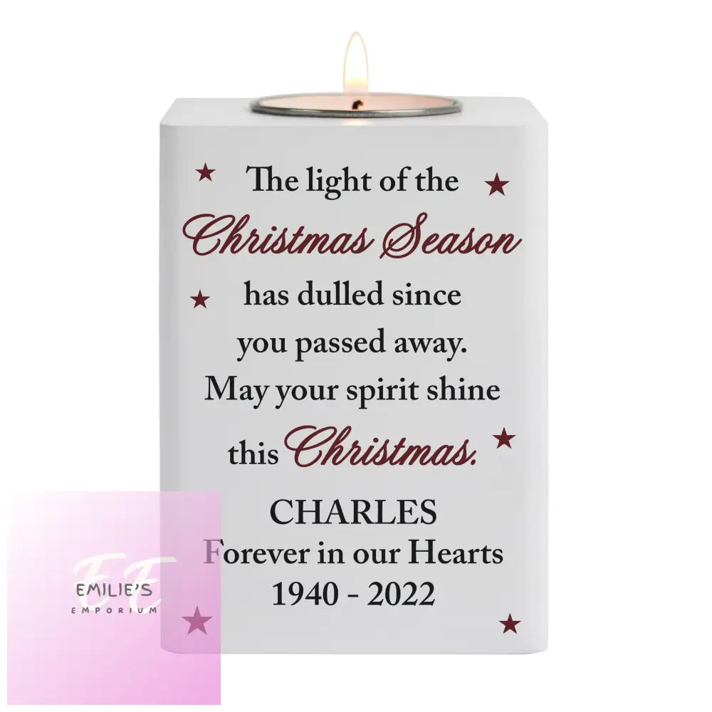 Personalised Christmas Season Memorial Wooden Tealight Holder