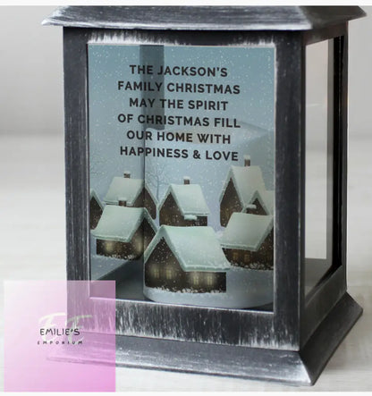 Personalised Christmas Town Black Lantern