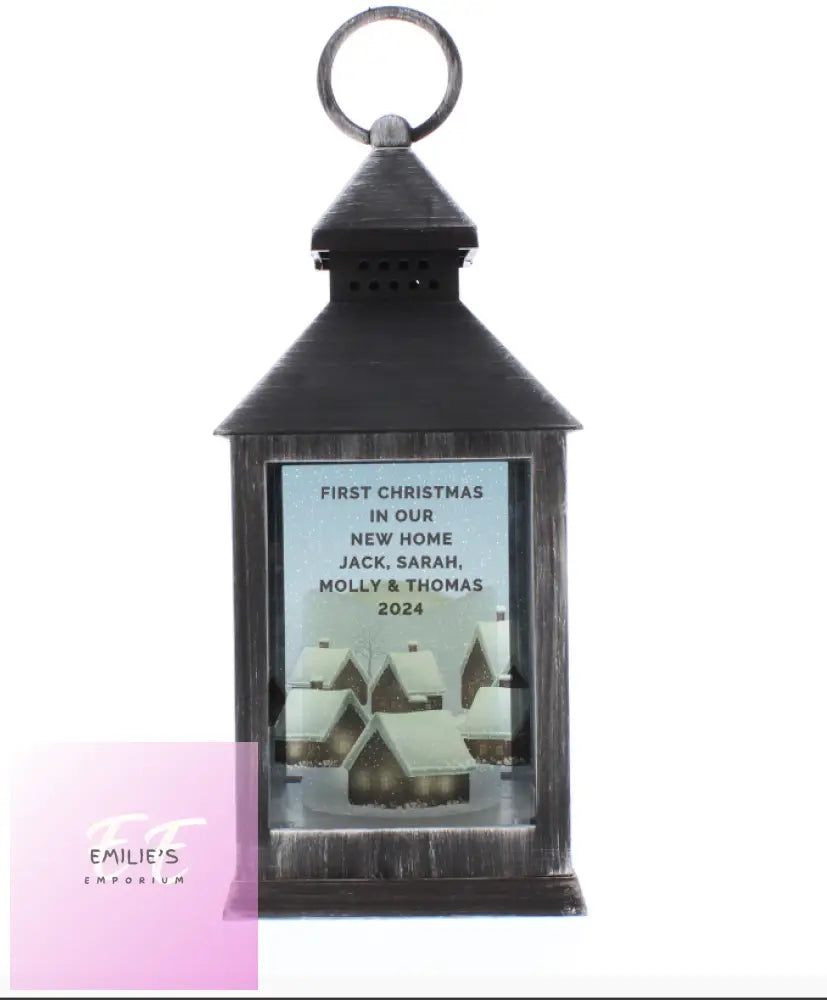 Personalised Christmas Town Black Lantern