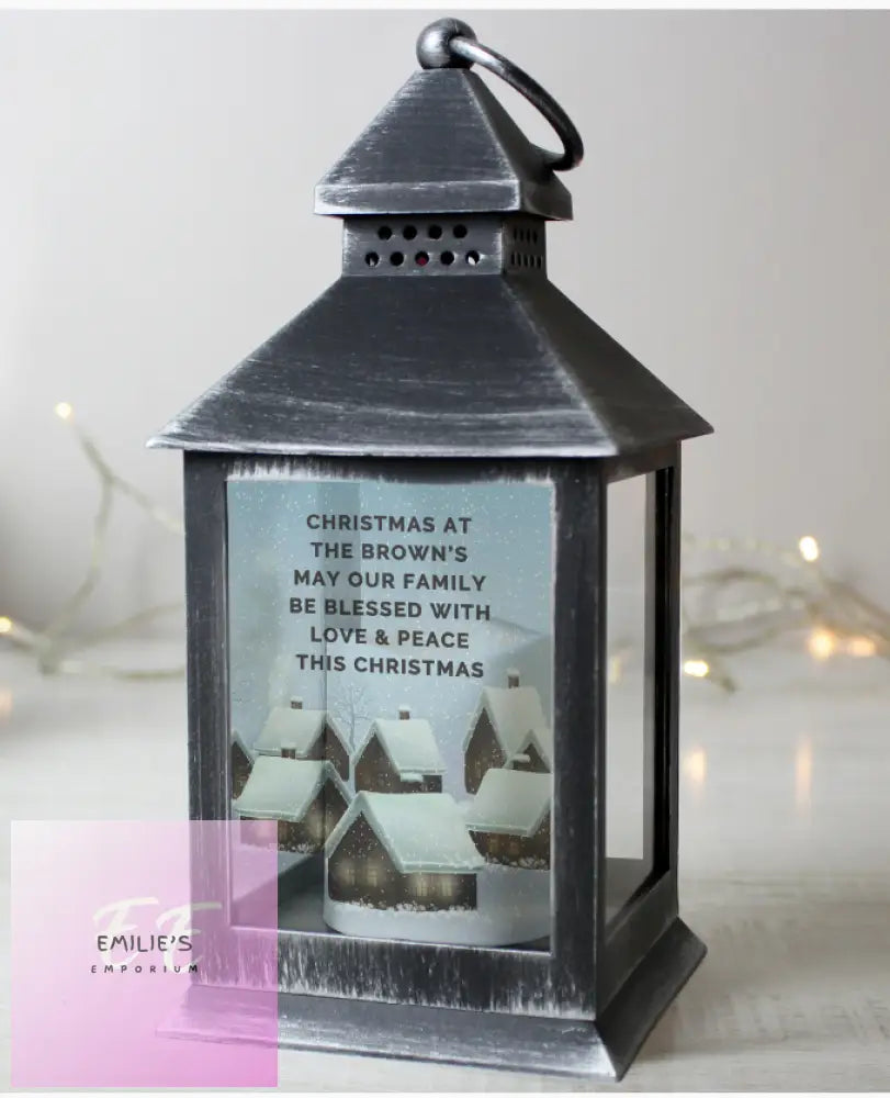 Personalised Christmas Town Black Lantern