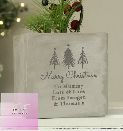 Personalised Christmas Tree Concrete Planter