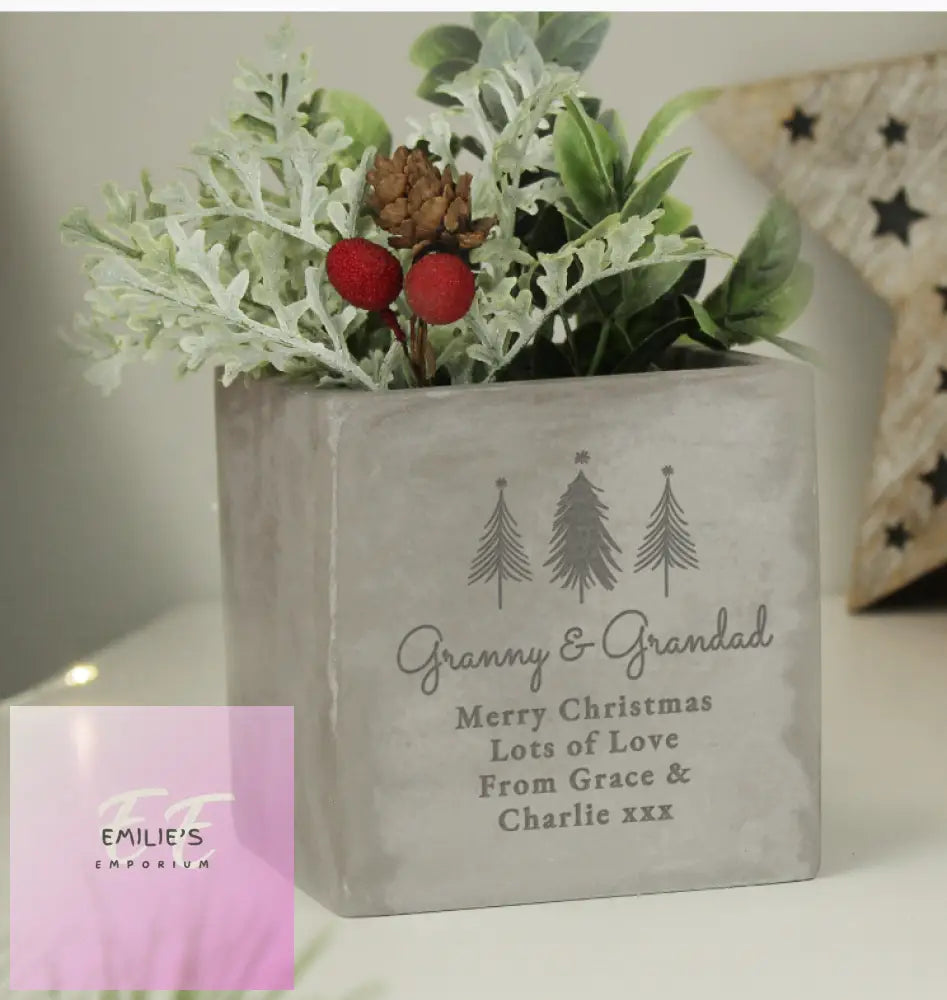 Personalised Christmas Tree Concrete Planter