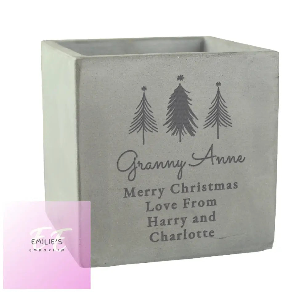 Personalised Christmas Tree Concrete Planter