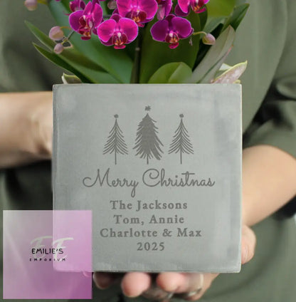 Personalised Christmas Tree Concrete Planter