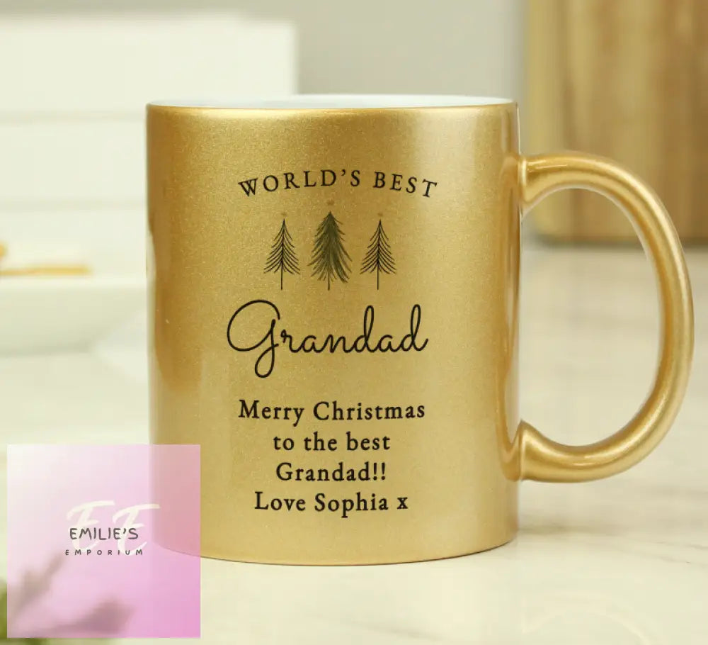 Personalised Christmas Tree Gold Glitter Mug