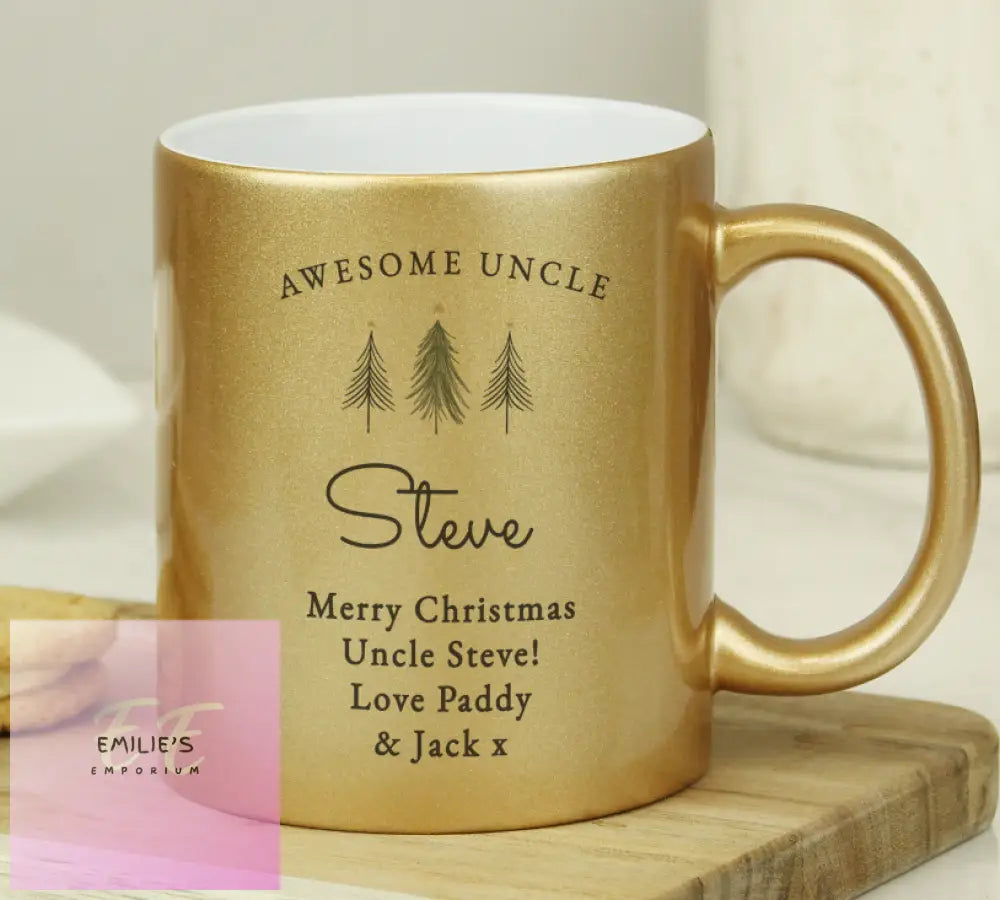 Personalised Christmas Tree Gold Glitter Mug