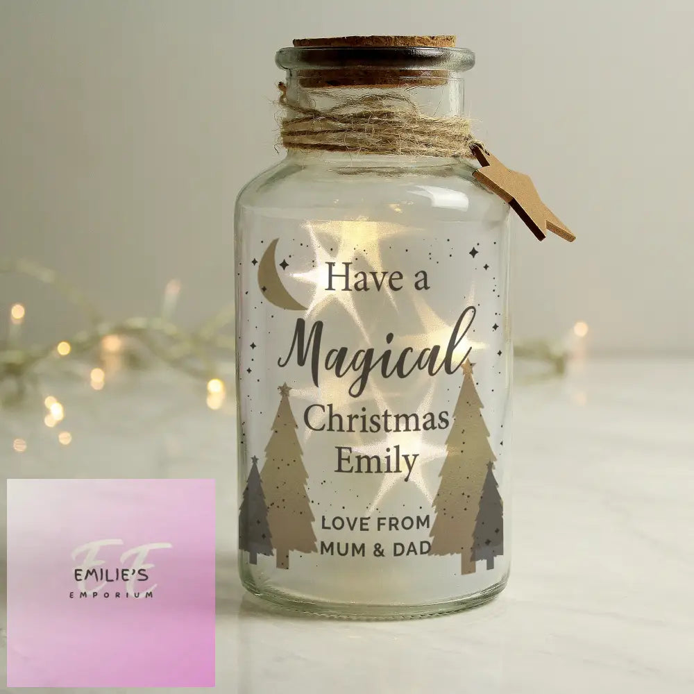 Personalised Christmas Tree Led Glass Jar