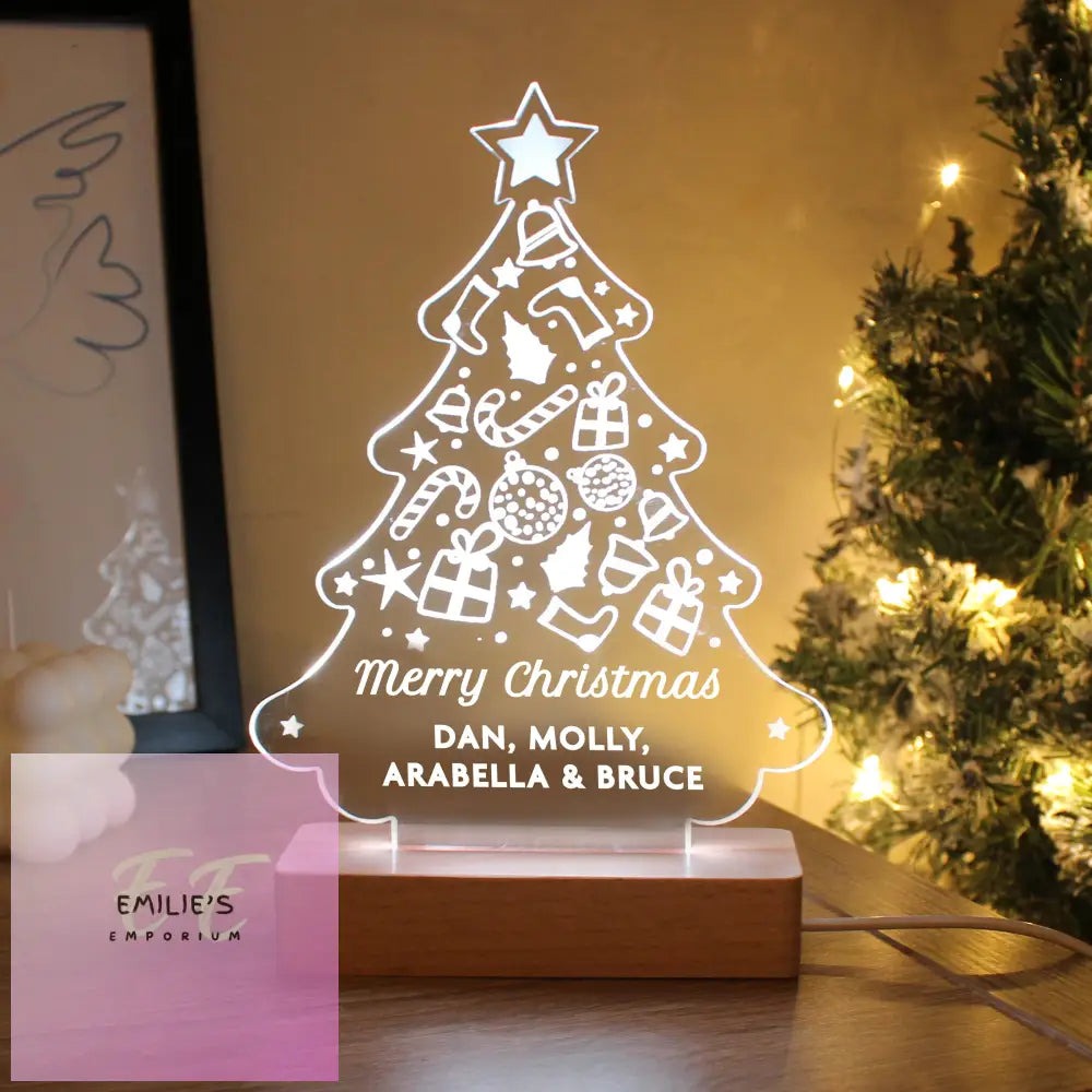 Personalised Christmas Tree Wooden Based Led Light