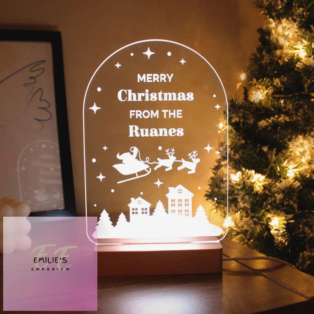 Personalised Christmas Wooden Based Led Light