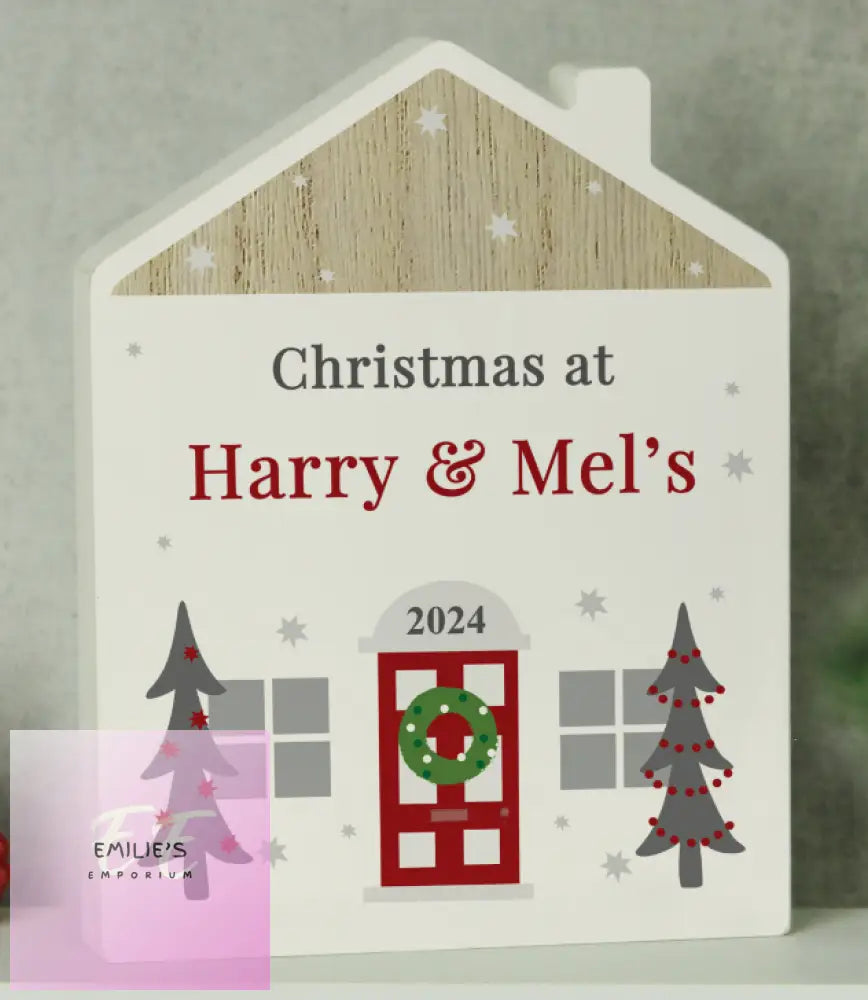 Personalised Christmas Wooden House Ornament