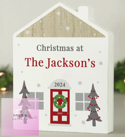 Personalised Christmas Wooden House Ornament