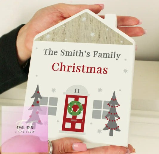 Personalised Christmas Wooden House Ornament