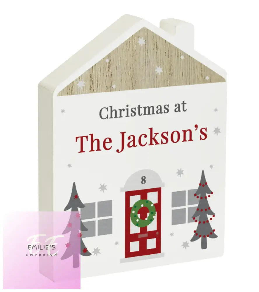 Personalised Christmas Wooden House Ornament