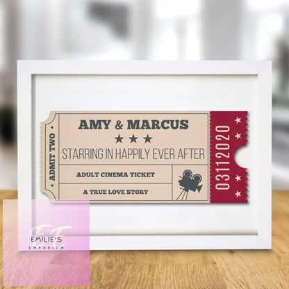 Personalised Cinema Ticket A4 White Framed Print