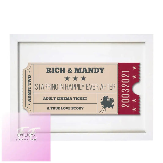 Personalised Cinema Ticket A4 White Framed Print