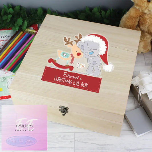 Personalised Colourful Tiny Tatty Teddy Large Wooden Christmas Eve Box