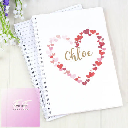 Personalised Confetti Hearts A5 Notebook