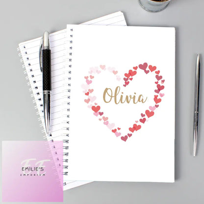 Personalised Confetti Hearts A5 Notebook