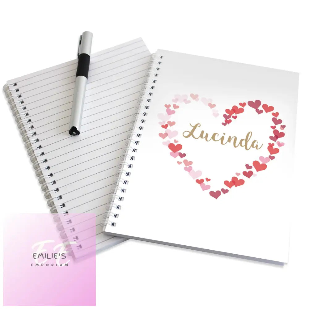 Personalised Confetti Hearts A5 Notebook