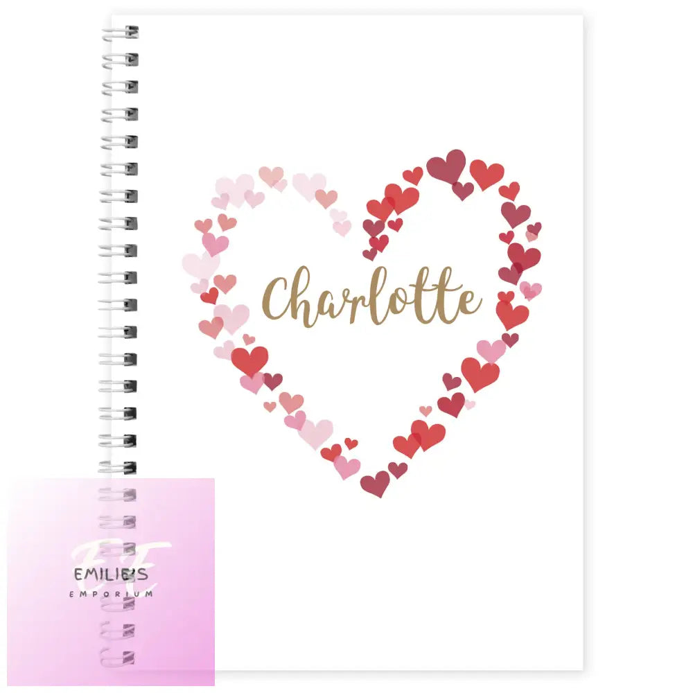 Personalised Confetti Hearts A5 Notebook