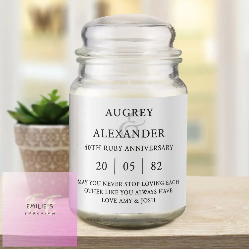 Personalised Couples Large Scented Jar Candle