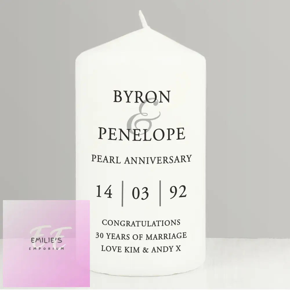 Personalised Couples Pillar Candle