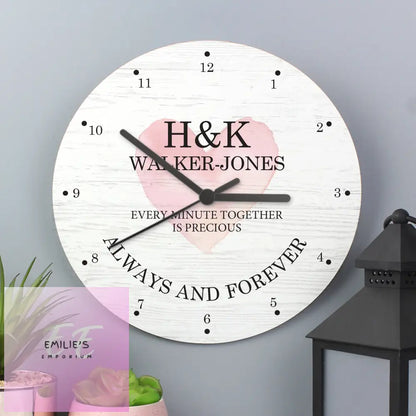 Personalised Couples Wooden Clock