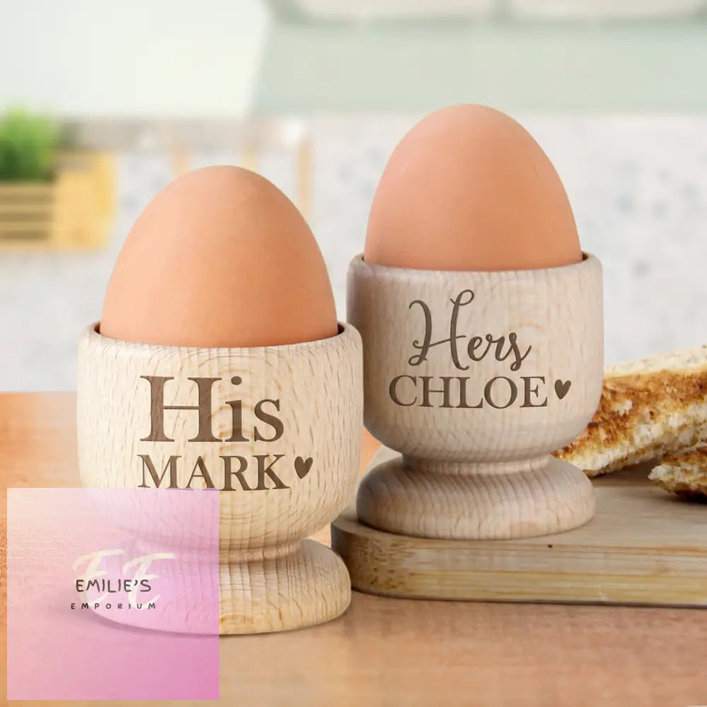 Personalised Couples Wooden Egg Cup Set