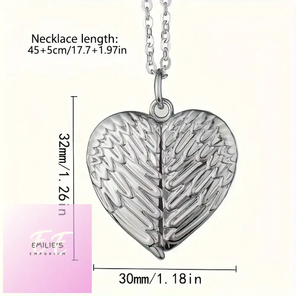 Personalised Customized Photo Print Angel Wings Necklace ’Fixed Text Forever In My Heart’