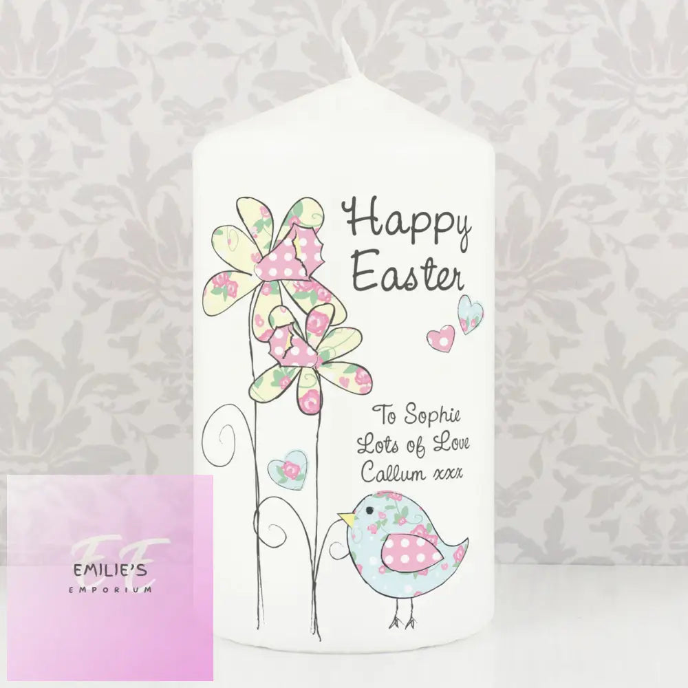 Personalised Daffodil Chick Easter Pillar Candle