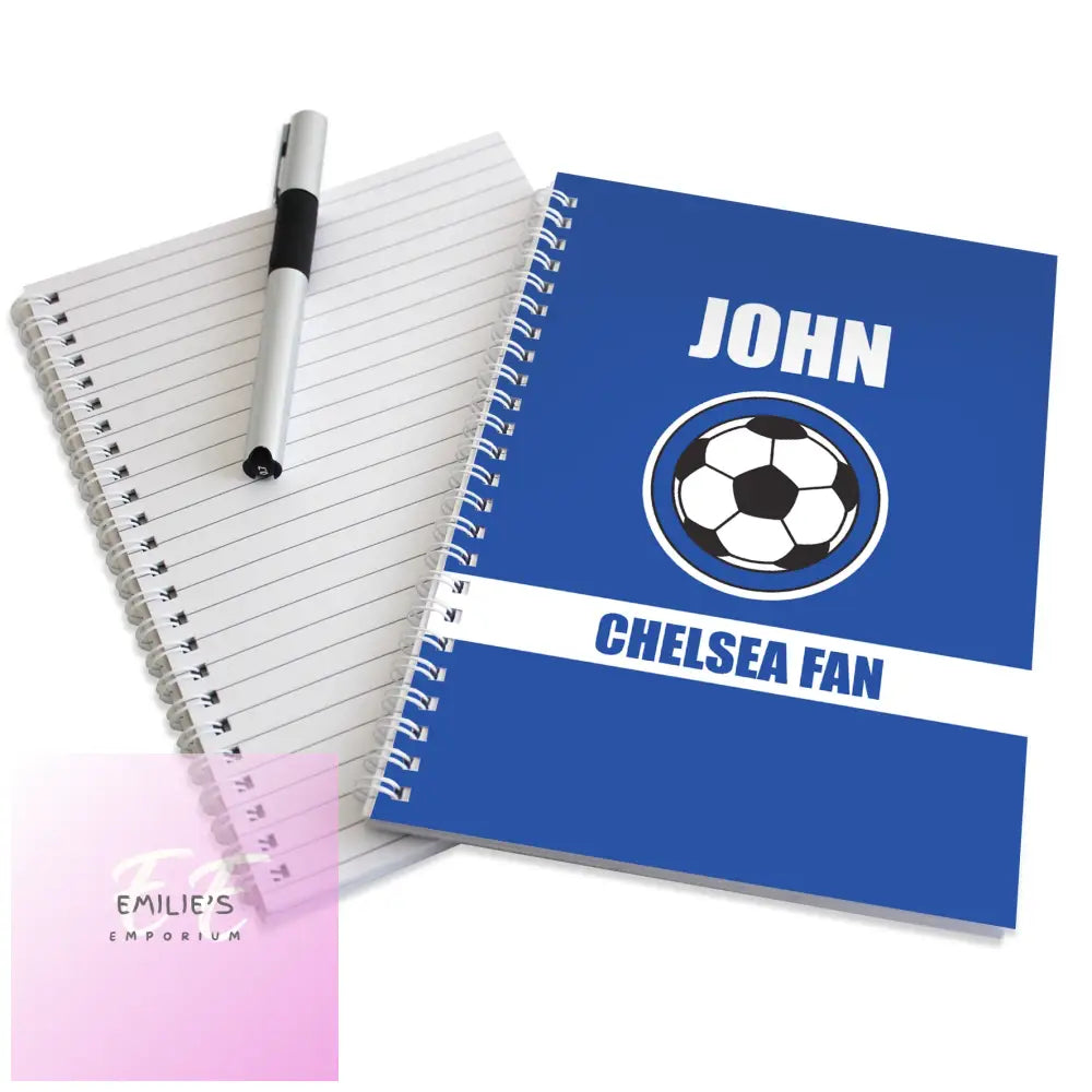 Personalised Dark Blue Football Fan A5 Notebook