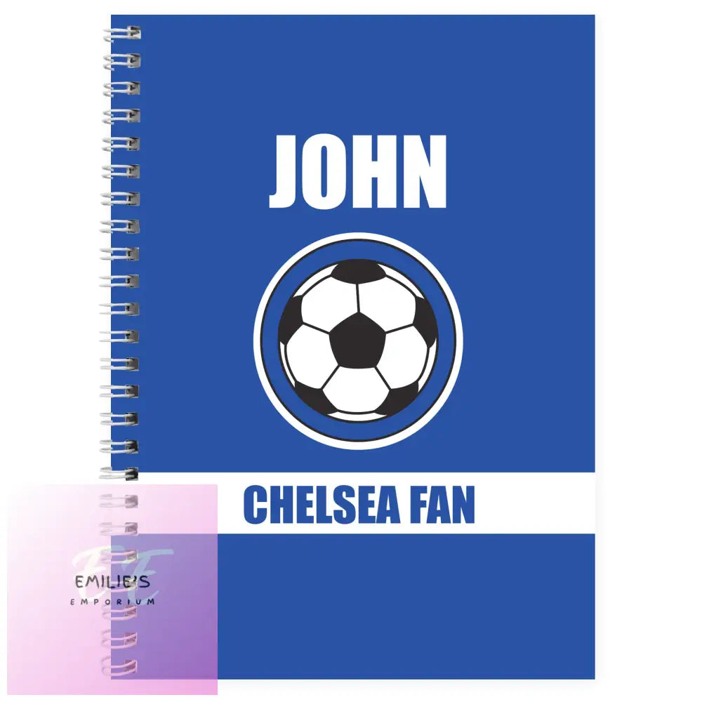 Personalised Dark Blue Football Fan A5 Notebook