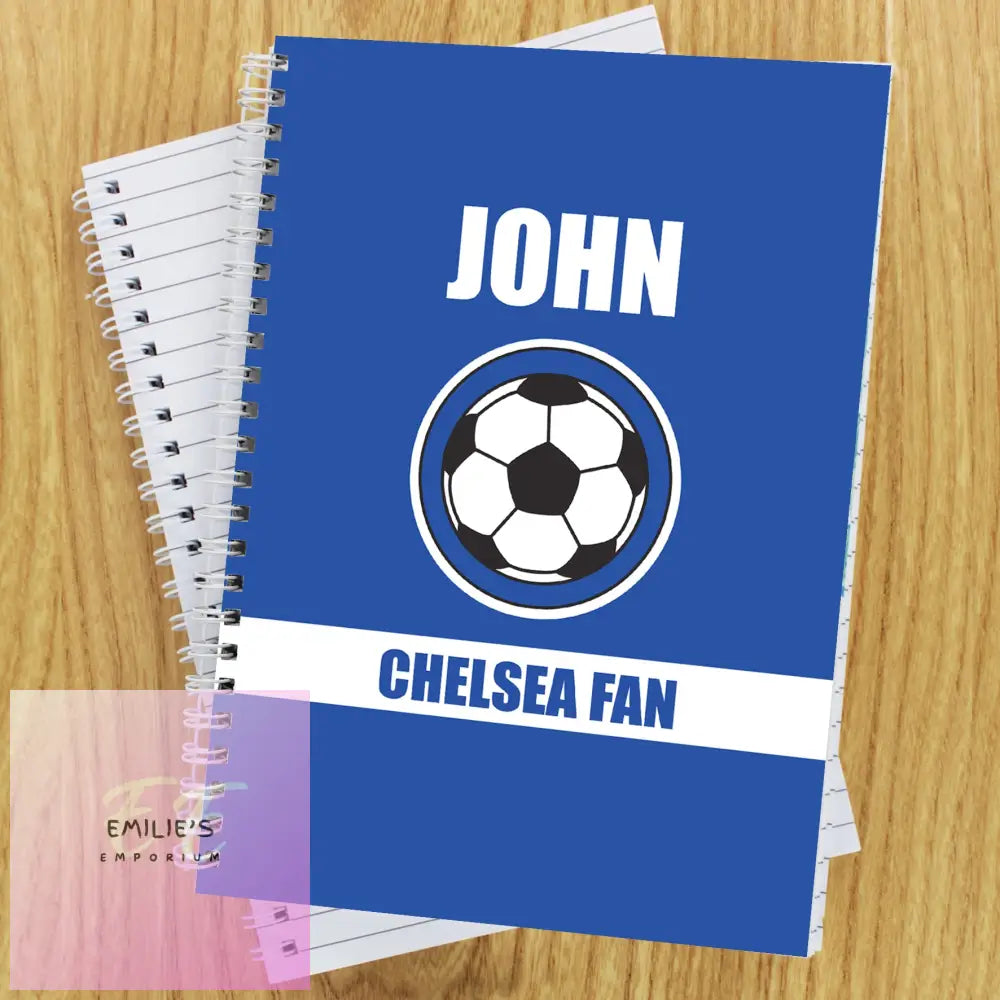 Personalised Dark Blue Football Fan A5 Notebook